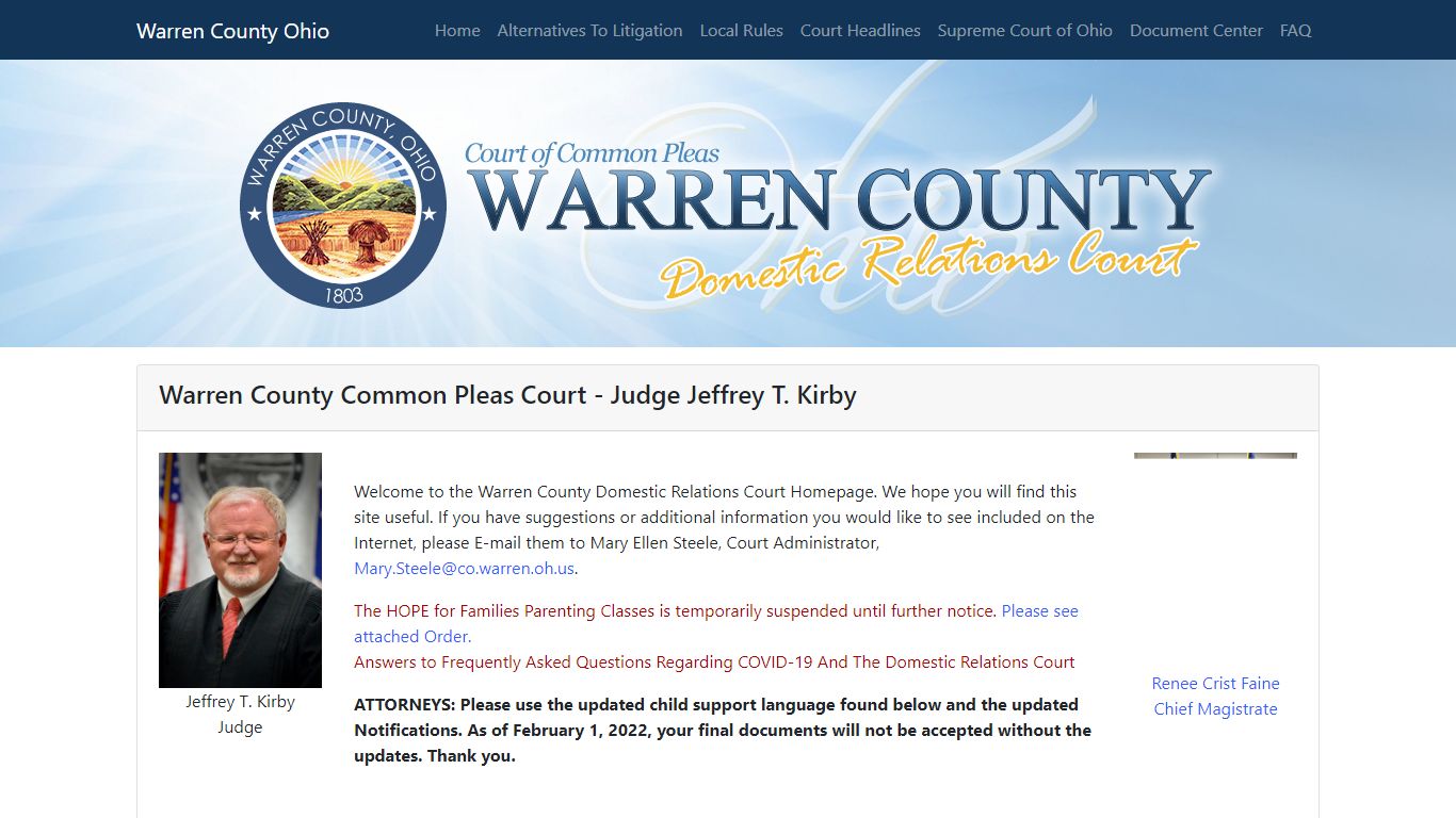Court of Common Pleas Domestic Relations Court - Warren County, Ohio
